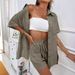 European And American Cross-Border Fashion Shorts Two-Piece Solid Color Shirt Set Casual Loose Short Sleeve_ecoleips.com