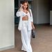 Women's Clothing Two Piece Suits Casual Elastic Waist Loose Trousers Ladies Shirt Suits_ecoleips.com