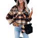 Cross-Border European And American Foreign Trade Clothing 2026 Autumn Winter New Women's Plaid Shirt Woolen_ecoleips.com