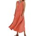 2026 Summer Pocketless Sleeveless Round Neck Cotton-Linen Dress For Women_ecoleips.com