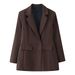 Women's Slim Double Breasted Suit Dress European American Style Casual Elegant Fashion Commuter Blazer Top with Long Sleeves_ecoleips.com