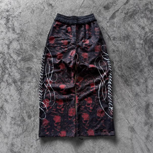 Unisex American Style Loose Casual Pants Retro Hip Hop Print Long Trousers Women's Clothing Bottoms_ecoleips.com