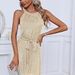 Women's Clothing Sequined Dress Fashionable Half Slung Collar Sleeveless Fashion Sparkling Dress_ecoleips.com