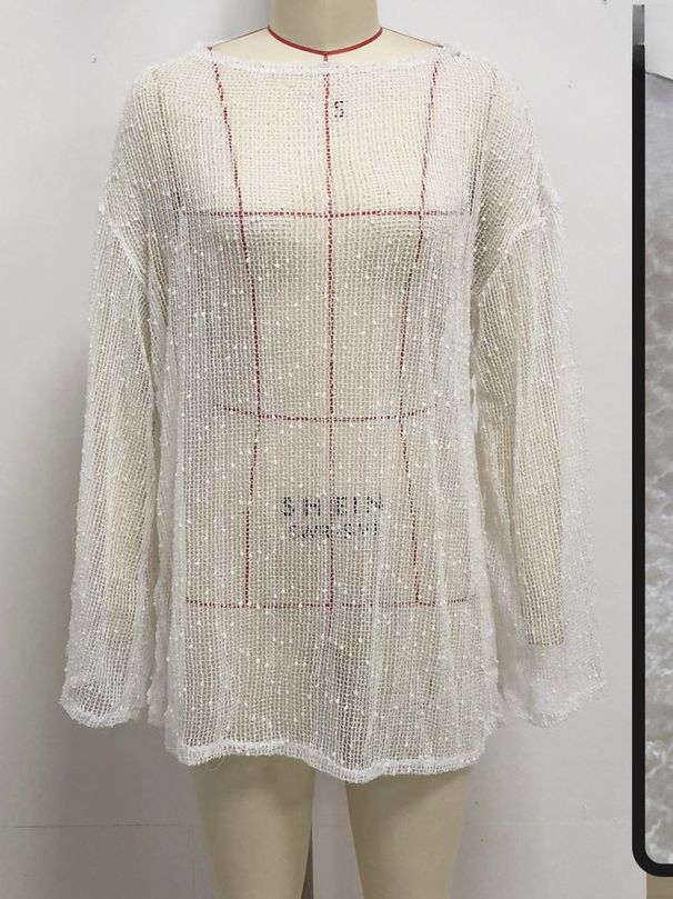 K Hollow Out Snowflake Embellishment Beach Skirt Sunscreen Jacket, One Neck Bikini Cover Up_ecoleips.com