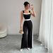 Women's Spring/Summer Resort Style Temperament Color-Block Sleeveless Wide-Leg Jumpsuit American Clothing_ecoleips.com