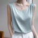 Summer Silk Camis Women's T Shirts Sleeveless Vest Satin Tank Tops Office Elegant Fashion O Neck Champagne BlouseTop Women_ecoleips.com