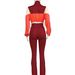 Women's Clothing Women's High Waist Slightly Flared Two Piece Suit Sports Casual Color Matching Navel Baring_ecoleips.com