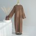 Modest Abaya Dress Women's Solid Color Casual Loose Dress Elegant Muslim Fashion Robe Large Size For Middle East_ecoleips.com
