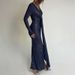 Fashion Women Deep V Neck Long Sleeve Dress Sexy Elegant Slimming Bodycon High Split Long Maxi Dress For Party Night Out_ecoleips.com
