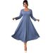 Plus Size Long Sleeve Dress – Flattering High Waist Fall Dress For Women, Loose Fit & Comfortable_ecoleips.com