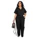 Women's Linen-Blend Office Pants Set – Breathable Short-Sleeve Shirt & Trousers For Business Casual (Black, Blue, Beige, Army Green, Dark Brown)_ecoleips.com