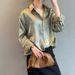 Women's Clothing acetate satin shirt women's glossy outer wear drape long sleeved shirt design niche light mature top spring_ecoleips.com