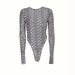 Women's Sexy Slightly Sheer Long Sleeve Bodysuit round Neck Print Mesh Tight Fitting New Style Jumpsuits Rompers_ecoleips.com