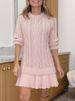 K Round-neck Twisted Knitted Sweet Mini Dress_ecoleips.com