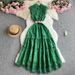 Women's Clothing Collar Hollow Embroidery Lace Stitching Sleeveless Waist Slimming Elegant Dress_ecoleips.com