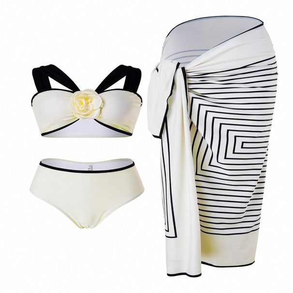 Women’s Clothing Summer pattern swimsuit bikini suspender swimsuit black and white color matching generous and simple_ecoleips.com