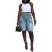 Women's Clothing Spring and Summer New Denim Ripped Straw Washed Work Pocket Jeans_ecoleips.com
