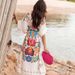 Women's 3D Floral Embroidered Beach Cover-Up Lightweight Loose Fit Versatile Polyester Top for Resort Wear_ecoleips.com