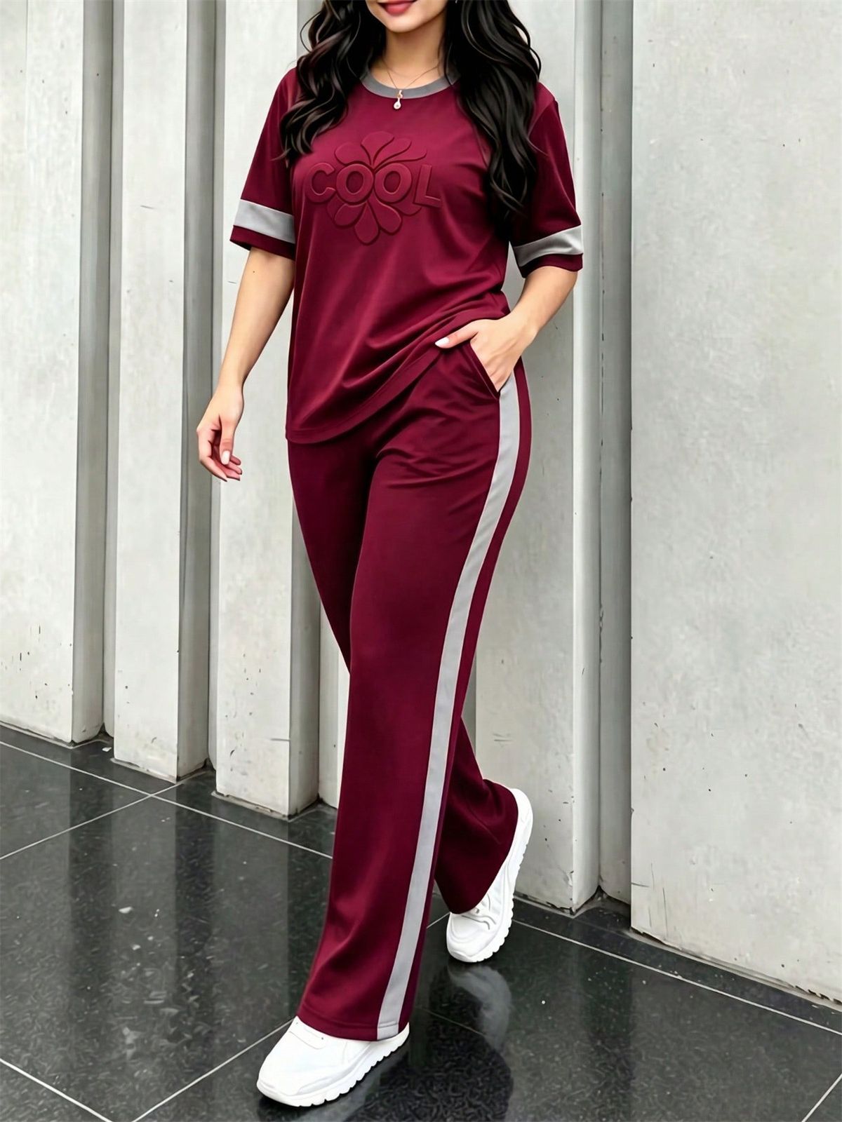 Women's Spring/Summer Short Sleeve Two Piece Set Fashion Trendy Casual Spot Goods_ecoleips.com