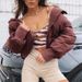 Women's Stand Collar Puffer Jacket – Thickened Warm Winter Coat, Black/White/Khaki/Army Green/Brown (Polyester, Long-Term Stock, XS/S/M/L)_ecoleips.com