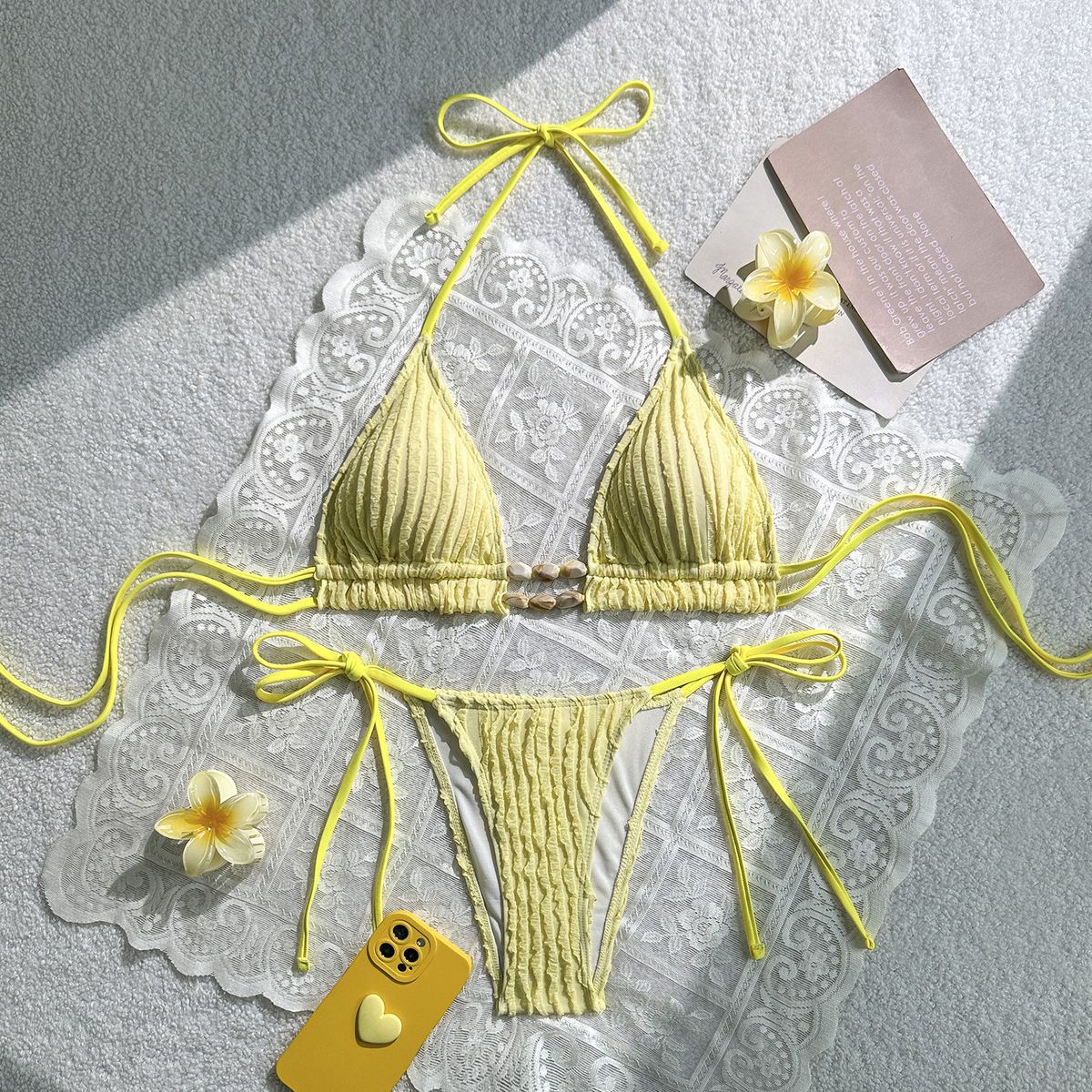 Women's Clothing Women's Fashionable Sexy Solid Color Beach Two Piece Swimsuit Bikini Modest Coverage Beach & Pool Ready_ecoleips.com