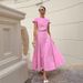European And American 2025 Summer Women's Clothing Solid Color Button Short Sleeved Top Button Long Skirt Two Piece Suit_ecoleips.com