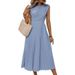 Women's Clothing Summer Women's Wear Strap Design Pleated Dress_ecoleips.com