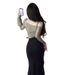 Pure Desire Style Sexy Outfit For Women Spring Summer Black Slit Strap Dress Gray Ruched Short T-Shirt Two-Piece Set_ecoleips.com