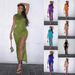 Women's Slim Fit Sleeveless Split Mid Length Dress Sexy Solid Color New Dress By Monsoon_ecoleips.com