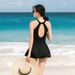High-end One-piece Swimsuit Women's Hot Spring Skirt 2025 New Internet Celebrity Style Belly-covered Conservative Swimsuit_ecoleips.com