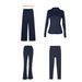 Women's Slim Fit Stand Collar Jacket With Flared Pants Straight Leg Pants Cropped Pants Four Piece Set Elastic Outerwear_ecoleips.com