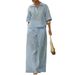 Women's Clothing Solid Color Casual Two Piece Set Spring Summer Collared Top Wide Leg Pants Fashionable_ecoleips.com