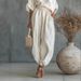 Women's Clothing Spring Casual Loose Wide Leg Pants And Lantern Tops Set Style Cotton Linen Blend Long Sleeve For Formal & Casual For Women_ecoleips.com