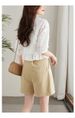 K Embroidered Blank Shirt, Women's Five Quarter Sleeved Short Top, V-neck Shirt_ecoleips.com