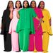 Women’s Clothing Fashion Temperament Large Size Short Sleeved Tops Wide Leg Pants Suits For Women_ecoleips.com