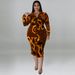 Plus Size Women's Long Dress Printed Multi Color Casual Sexy Shirt Long Sleeved_ecoleips.com