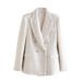 2025s Spring New Women's Fashion Texture Double Breasted Pocket Casual Suit Coat_ecoleips.com