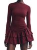 Women's Elegant Long Sleeve Ruffled High Waist Puff Mini Dress – Slim Fit Casual Gown 2026_ecoleips.com