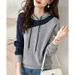 This Year's Popular Color-blocking Slim-fit Hooded Sweatshirt Women Is A Trendy, High-end, Casual, Layered Jacket For_ecoleips.com