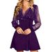2024 Cross-Border Foreign Trade European And American New Style Mesh Patchwork Solid Color V-Neck Long Sleeve_ecoleips.com