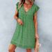 Loose Floral Women's 2023 V-neck Sexy Short-sleeve Chiffon Dress Summer New Commuting European And American Style_ecoleips.com