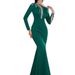Women's Clothing Autumn And Winter New Fashion Dress Sequined Stitching Slim Hip Party Long Sleeve Long Evening Dress_ecoleips.com