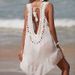 Women's Clothing Vacation Hand Hook Back Hollow Colored Balls Splicing Wood Ear Edge V Neck Pullover Beach Bikini Cover Up_ecoleips.com