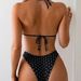 2026 New Polka Dot Black Two-piece Bikini Triangle Neck Swimsuit Women Factory Direct Sales_ecoleips.com