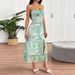 AD203 New French-style High-end Fashion Strapless Slim-fit Sexy Vacation-style Printed Mesh Dress_ecoleips.com