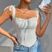 Women's Slim Fit Fishbone Camisole Sexy Hot Girl Square Neck Beautiful Back Top With Bow Tie New Style_ecoleips.com