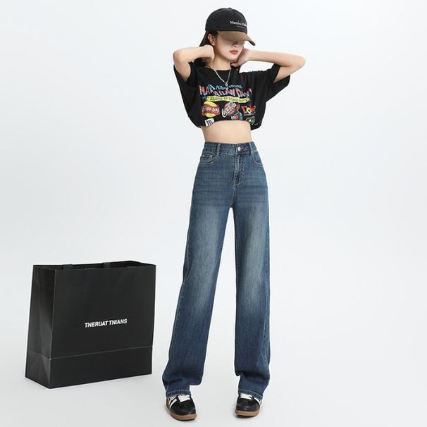 Women's Slim Straight-leg Jeans 2026, Ultra-thin Soft Denim With Lyocell, High-waisted, Fashionable, Slimming, Slightly_ecoleips.com