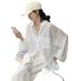 French-Style White Sun-Protective Shirt Jacket For Women, Lightweight Summer Loose-Fitting Casual Look With Cardigan-Sty_ecoleips.com