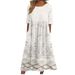 Women's Mid-Waist Summer Casual Round Neck Printed Flared Dress_ecoleips.com