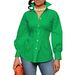 Women's Clothing Sexy Slim Suit Button Cardigan Pure White Shirt Top_ecoleips.com